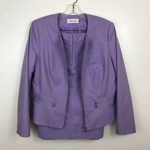 Calvin Klein Lavender Skirt Suit Blazer Career B